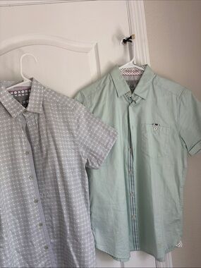 Ted Baker London Short-Sleeve Button-Down Shirt in Mint Green